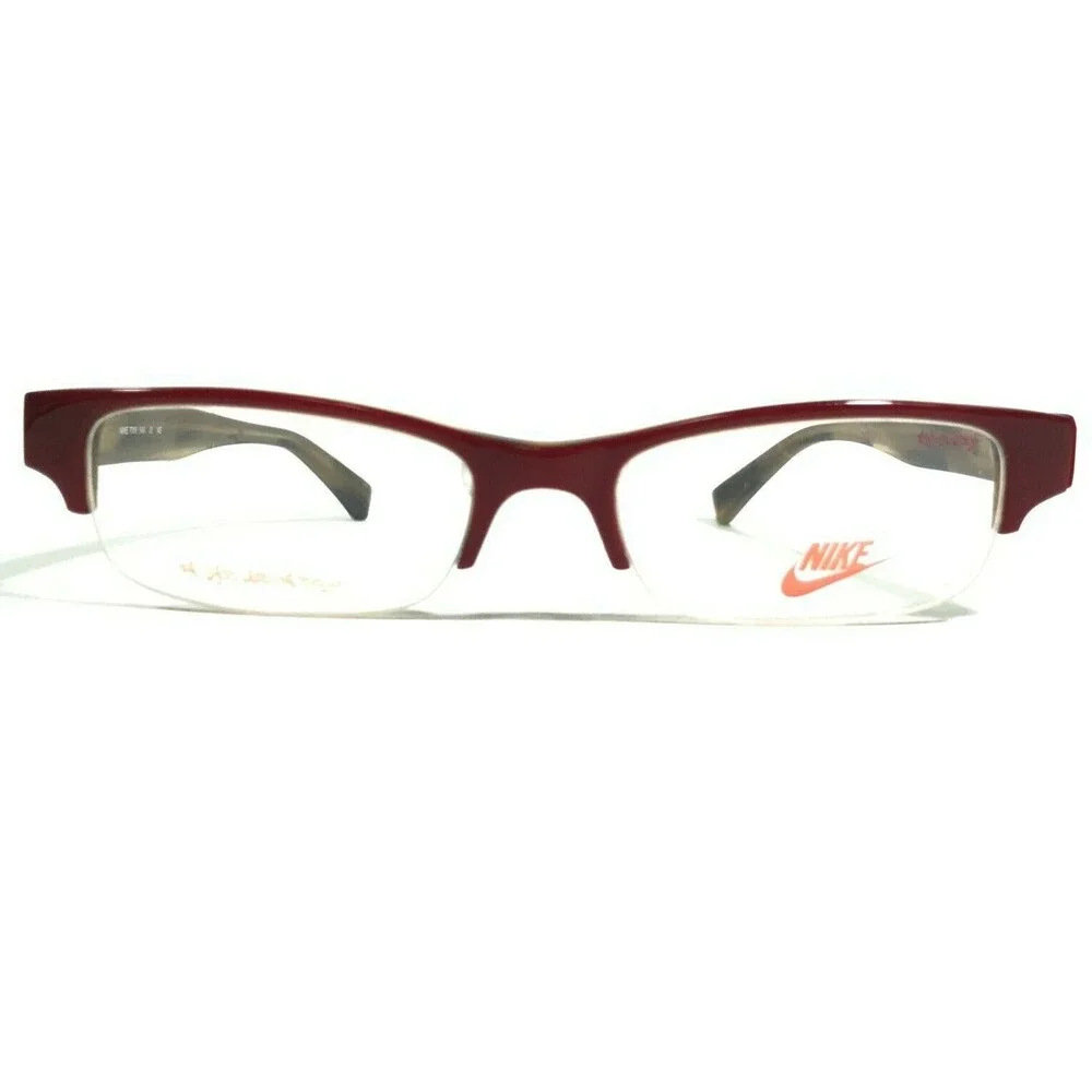 Nike Eyeglasses Frames 7006/649 Brown Red Rectangular Half Rim 49-17-145